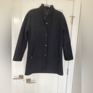 Hilary Radley Black Quilted Coat with Detachable Hood. Size XS